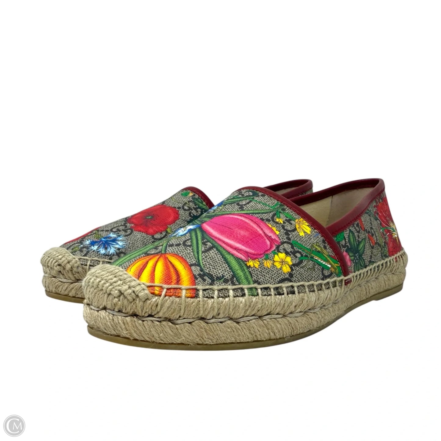 GG Supreme Monogram Flora Espadrilles In Coated Canvas Luxury Designer By Gucci In Floral Print, Size: 6 (36)