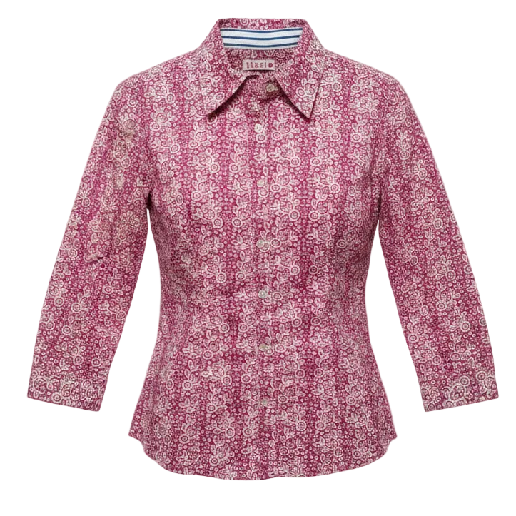 3/4 Sleeve Shirt By Tizzie In Pink & White, Size: S