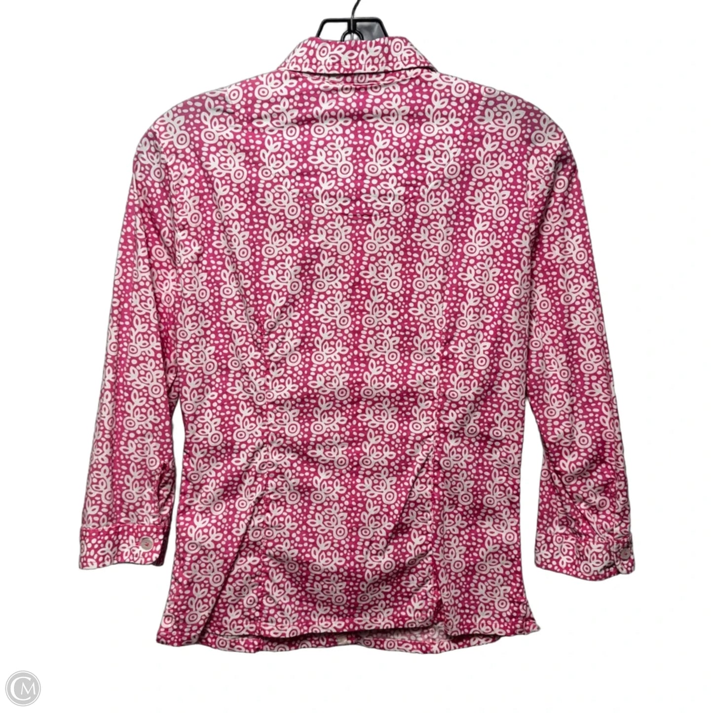 3/4 Sleeve Shirt By Tizzie In Pink & White, Size: S
