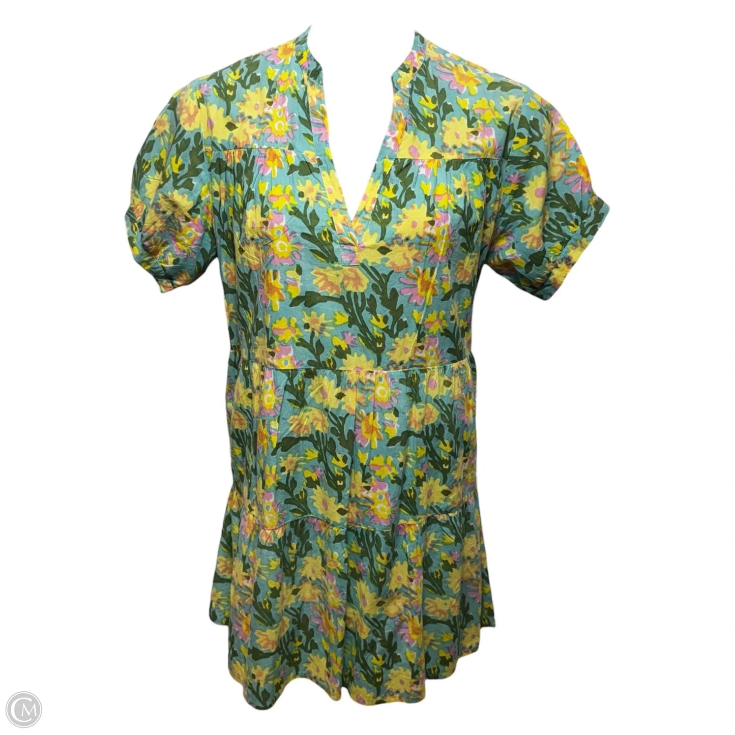 Martine Tiered Puff Sleeve Mini Dress By Fitzroy & Willa In Floral Print, Size: L