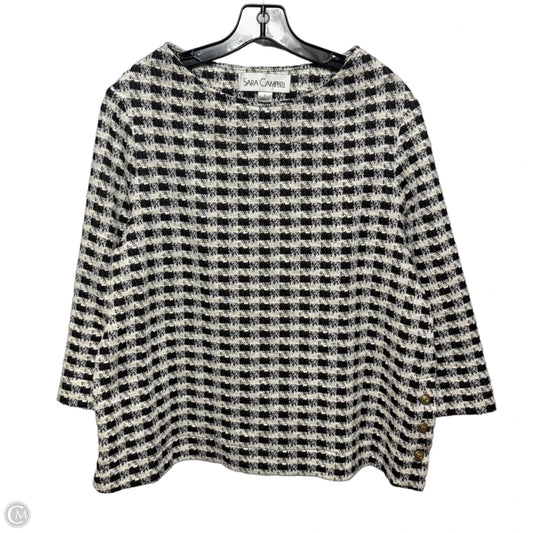 Top 3/4 Sleeve By Sara Campbell In Checkered Pattern, Size: L