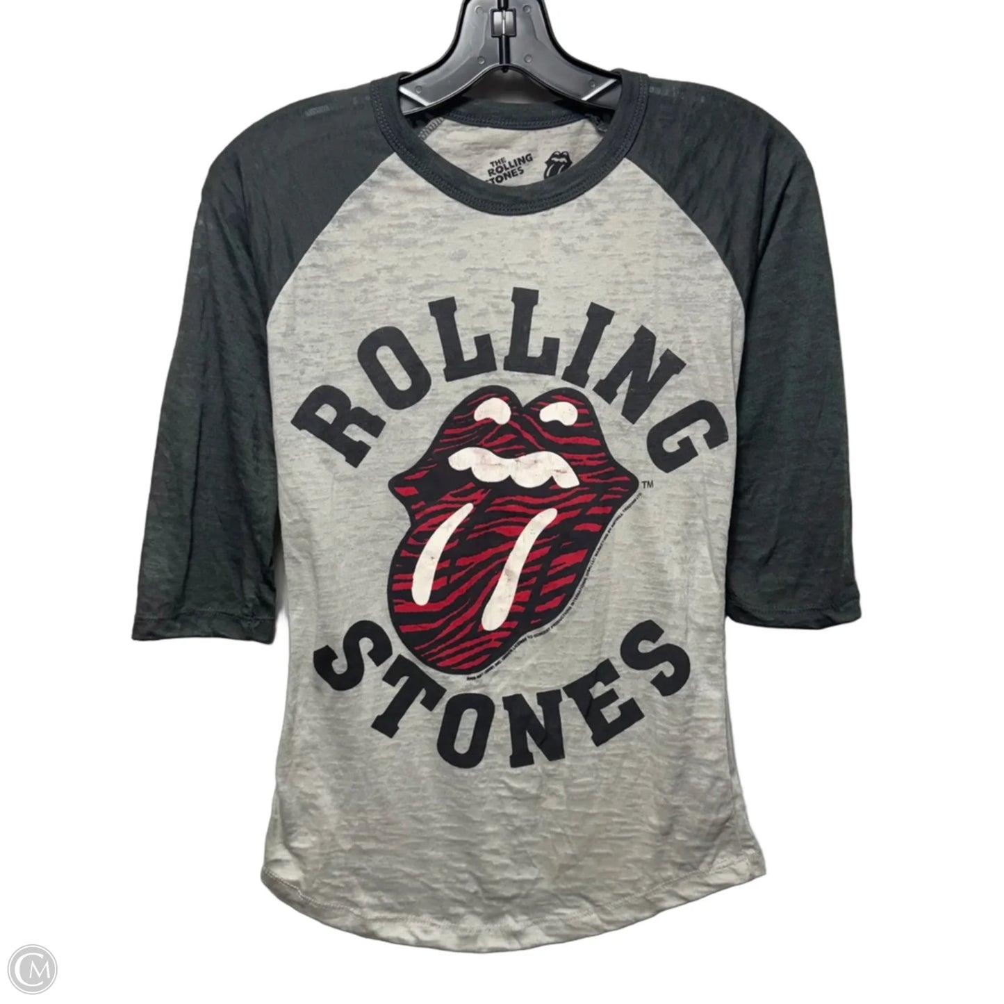 Rolling Stones Graphic Top 3/4 Sleeve In Black & Grey, Size: S