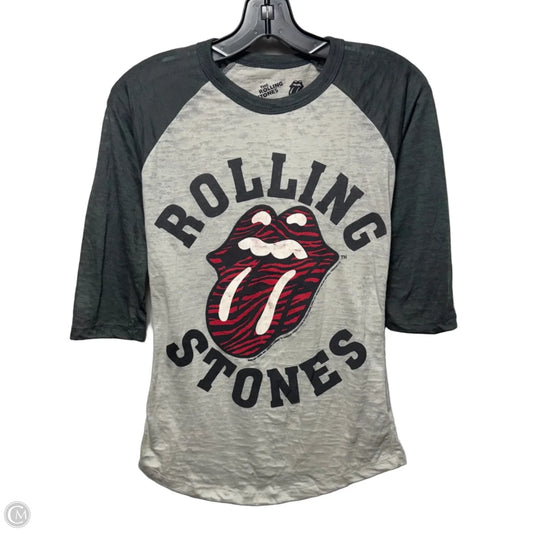 Rolling Stones Graphic Top 3/4 Sleeve In Black & Grey, Size: S