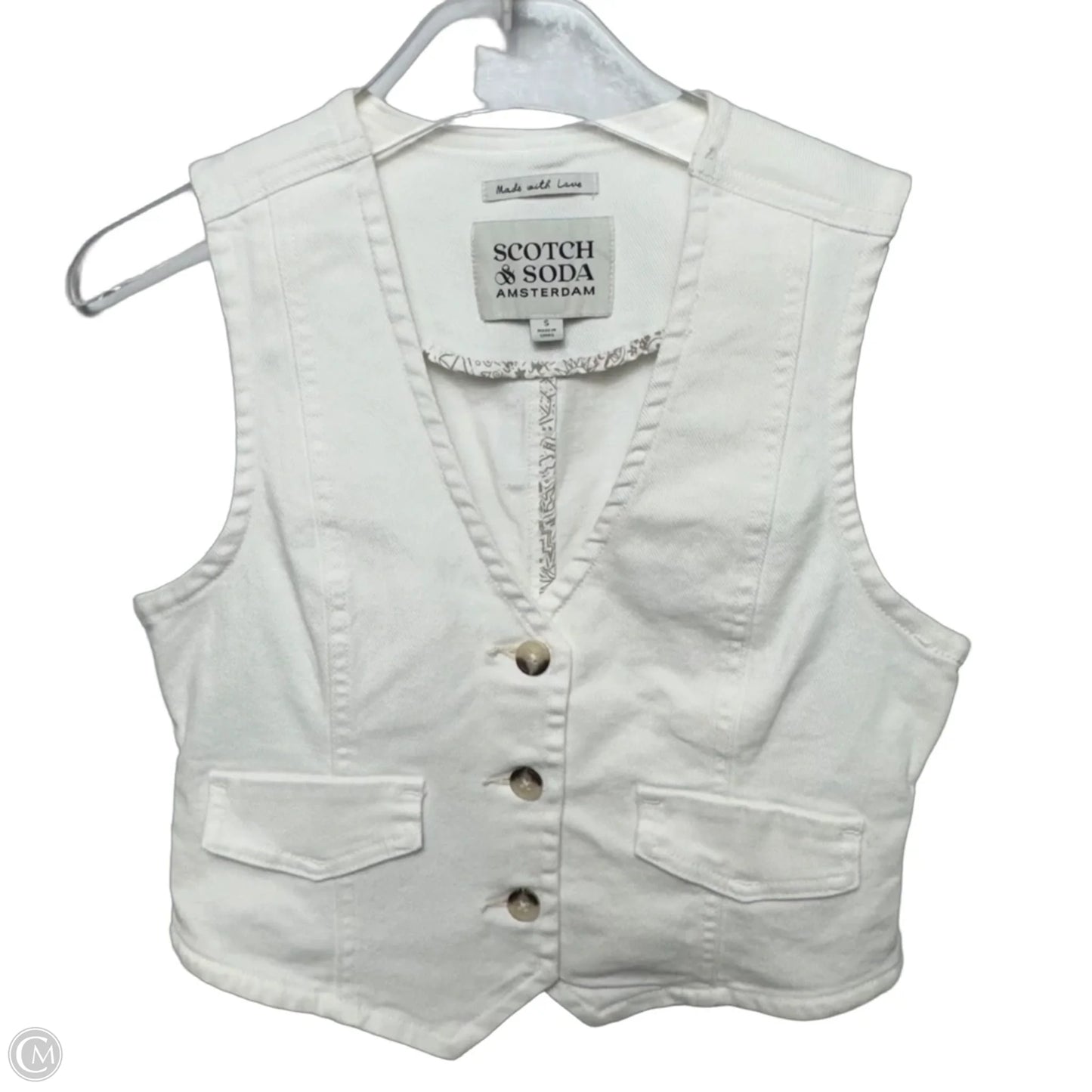 The Denim Crop Vest By Scotch & Soda In White, Size: S