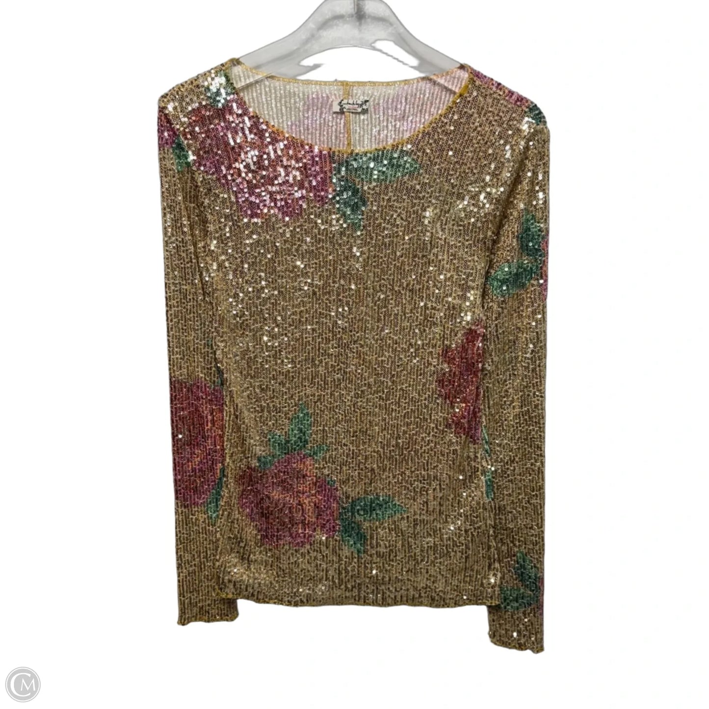 Sequin Top Long Sleeve By Free People In Gold, Size: S