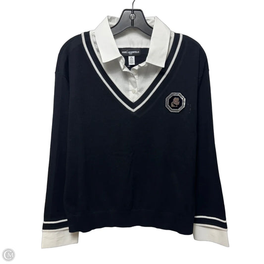 Sweater Designer By Karl Lagerfeld In Black & White, Size: M