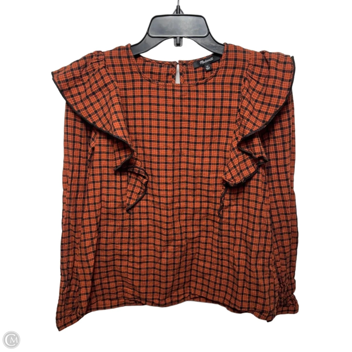 Top Long Sleeve By Madewell In Plaid Pattern, Size: Xs