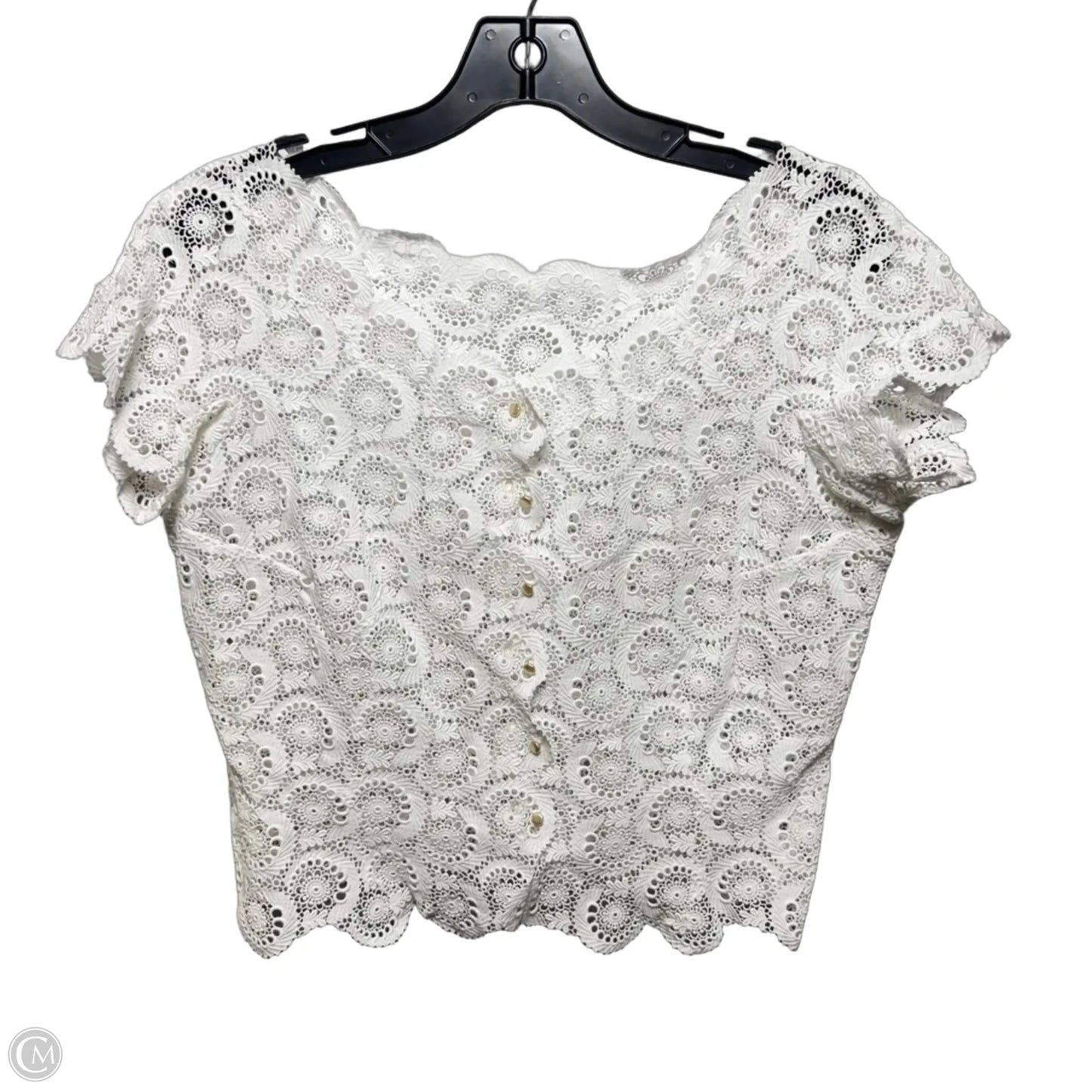 Crochet Top Short Sleeve Unbranded In White, Size: M (estimated)
