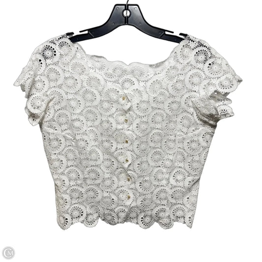 Crochet Top Short Sleeve Unbranded In White, Size: M (estimated)