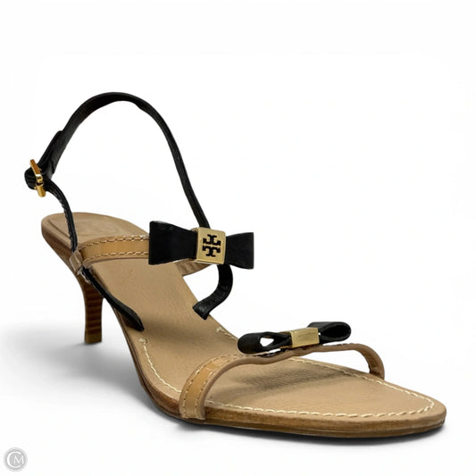 Kailey Sandals Designer By Tory Burch In Black & Gold, Size: 8.5