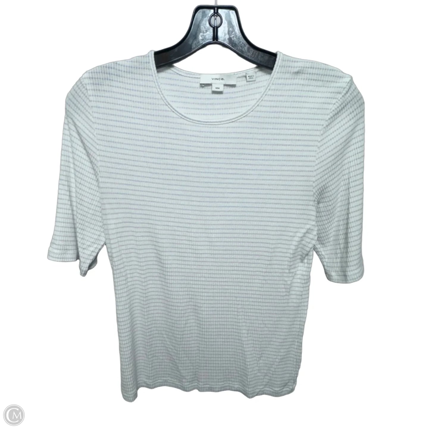 Top Short Sleeve By Vince In Blue & White, Size: M