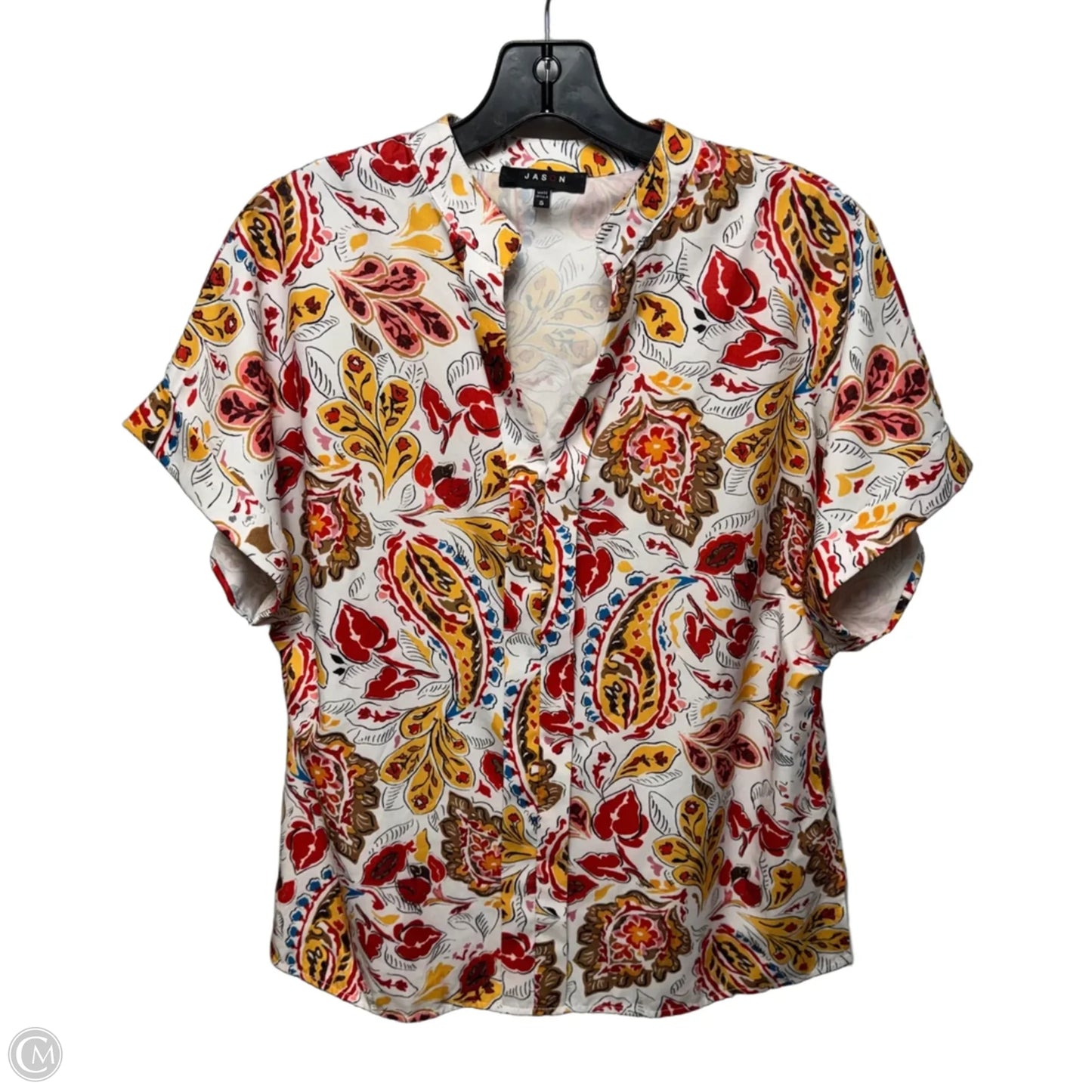 Top Short Sleeve By Jason In Paisley Print, Size: S