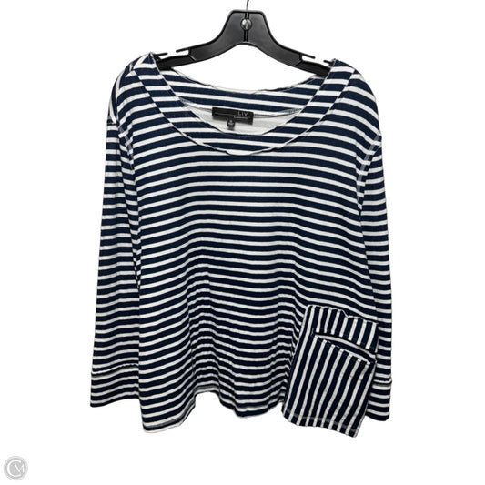 Patch Pocket Top Long Sleeve By liv by habitat In Navy Striped Pattern, Size: Xl