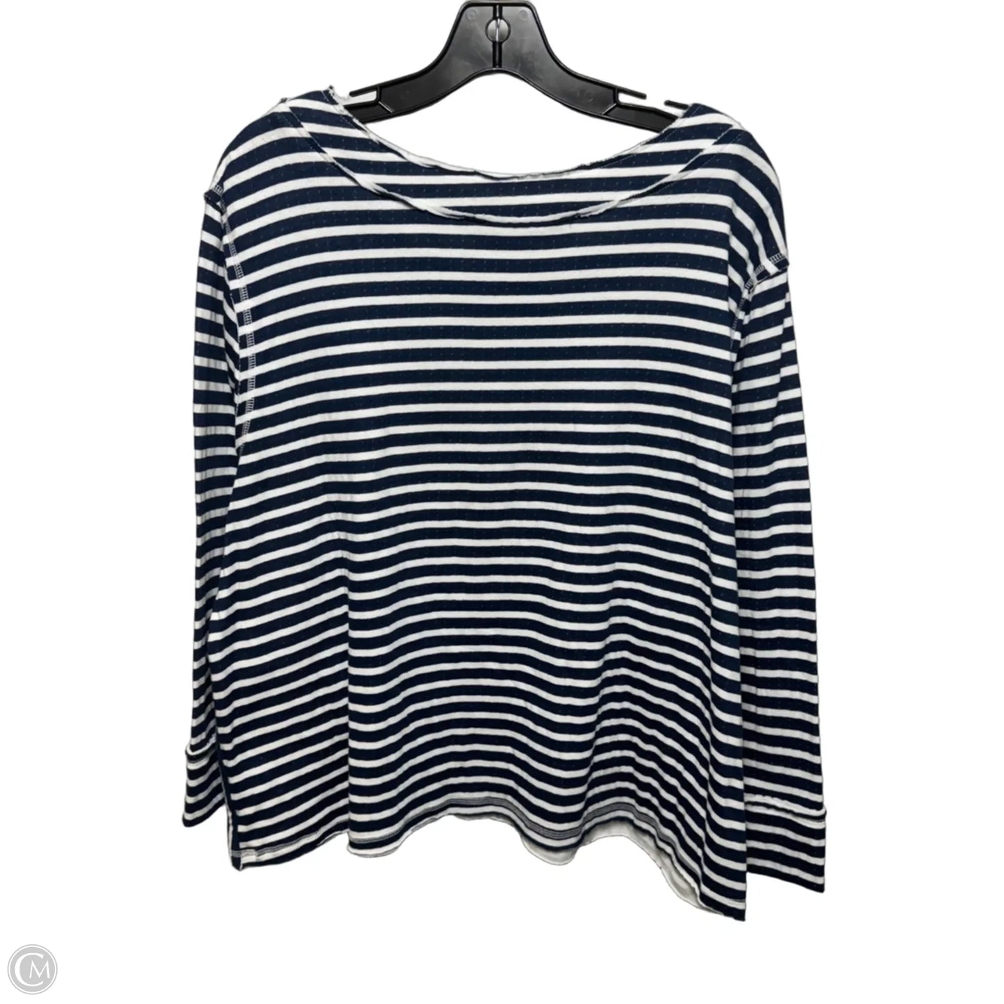 Patch Pocket Top Long Sleeve By liv by habitat In Navy Striped Pattern, Size: Xl
