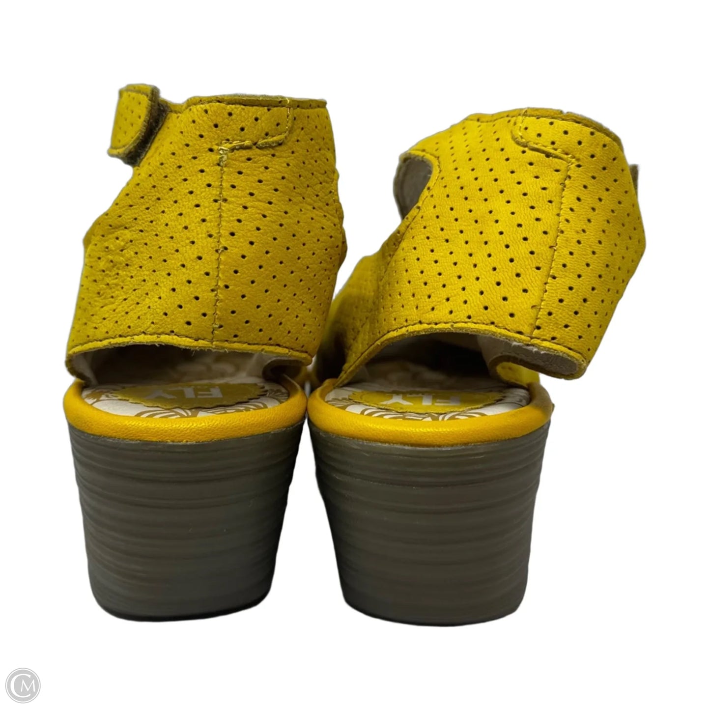 Yala Perforated Shoes Heels Wedge By Fly London In Yellow, Size: 8.5