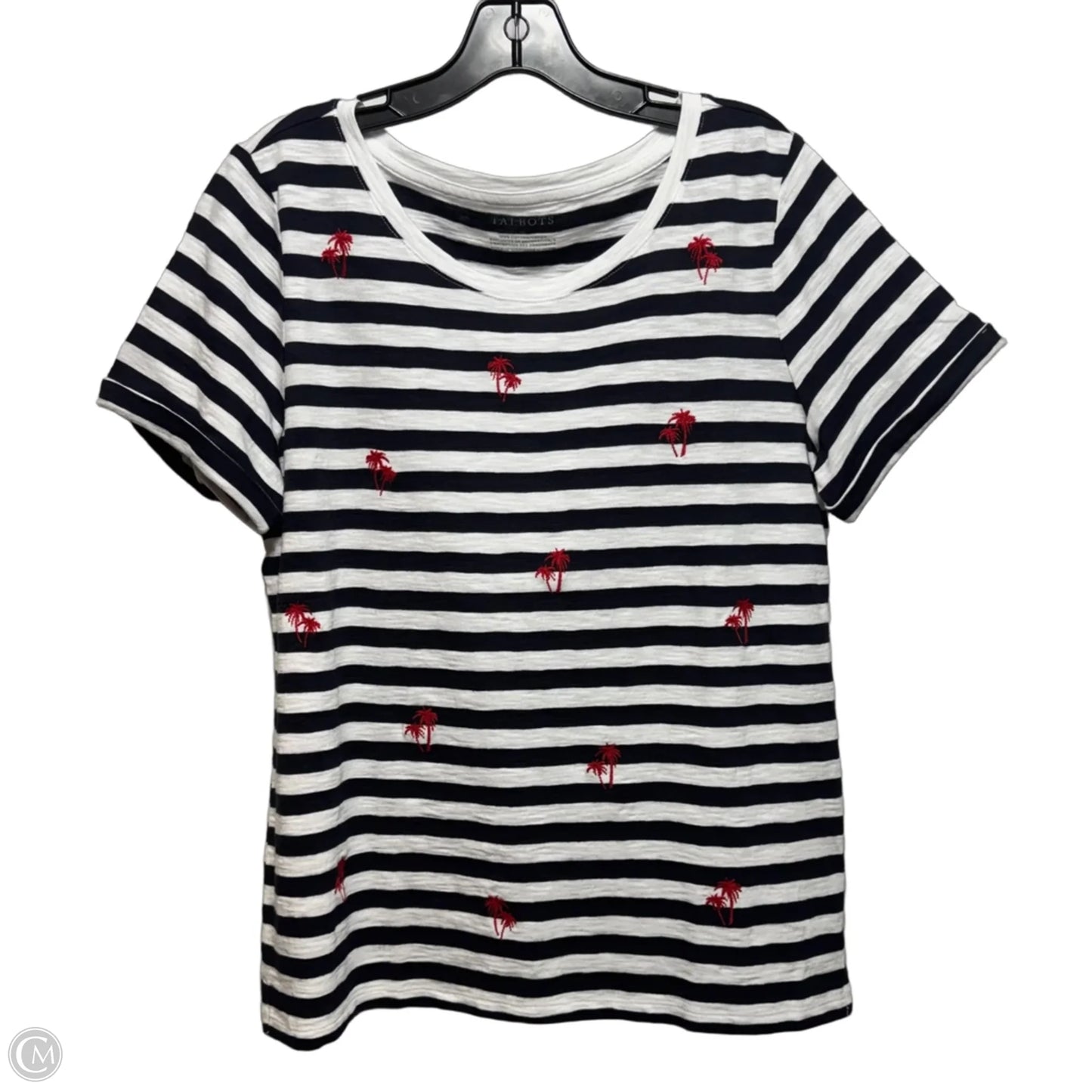 Top Short Sleeve By Talbots In Striped Pattern, Size: M
