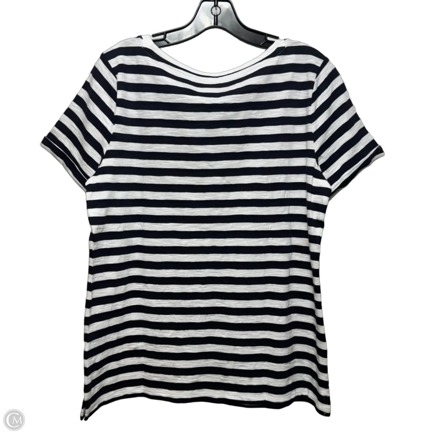 Top Short Sleeve By Talbots In Striped Pattern, Size: M
