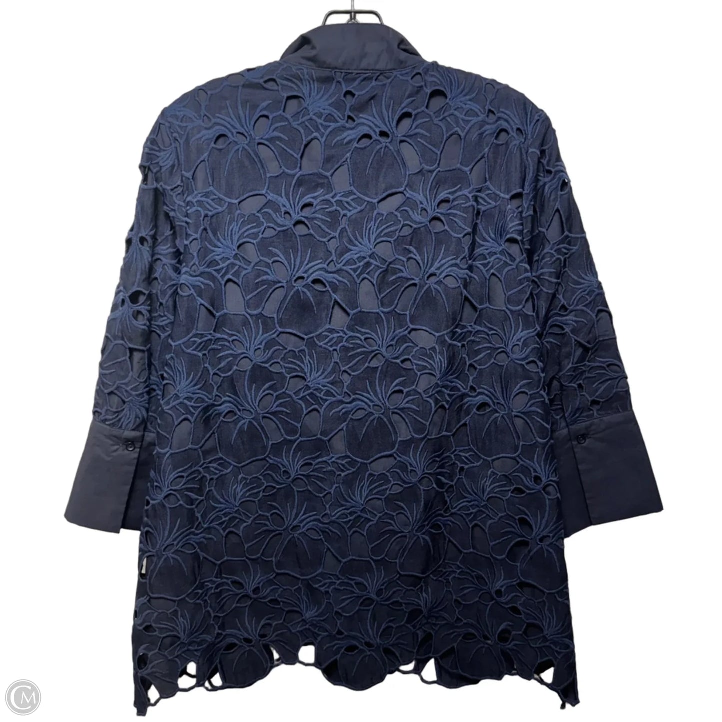 Eyelet Top Long Sleeve By Jade In Navy, Size: M