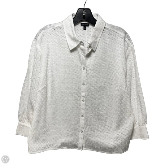 Eyelet Top Long Sleeve By Talbots In White, Size: M