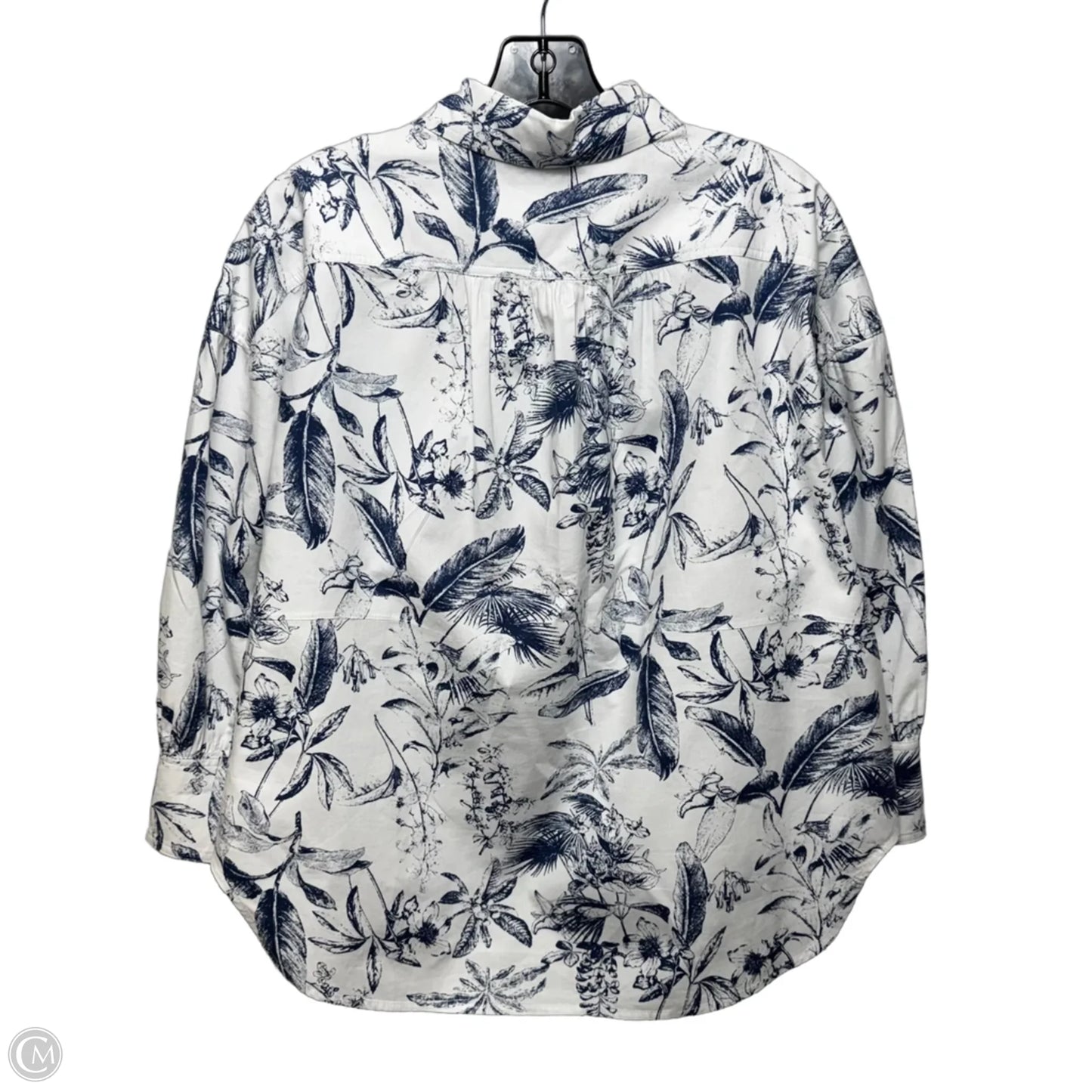 Beau Boyfriend Top Long Sleeve By Hyacinth House In Blue & White, Size: M