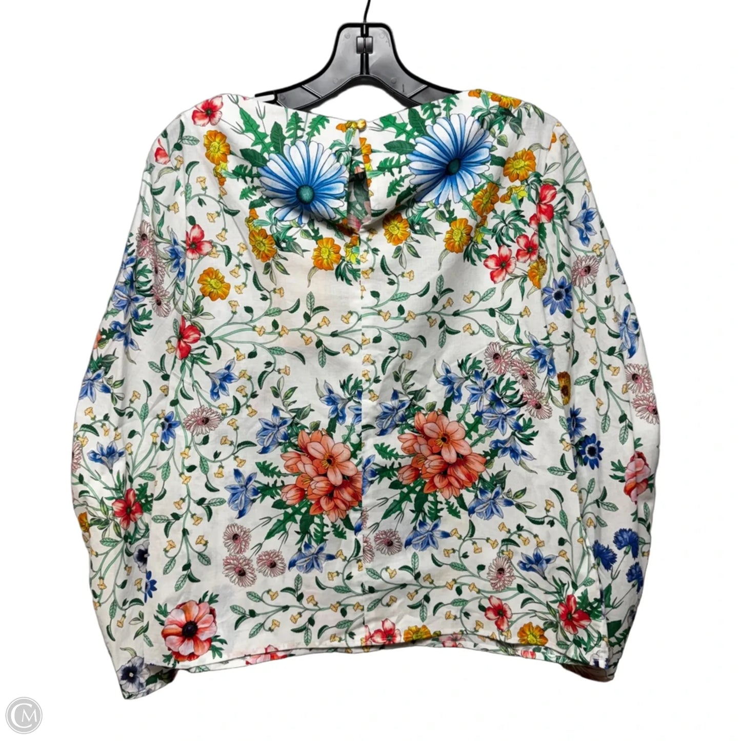 Wildflower Voile Ruched Sleeve Top Long Sleeve By Pearl In Floral Print, Size: M