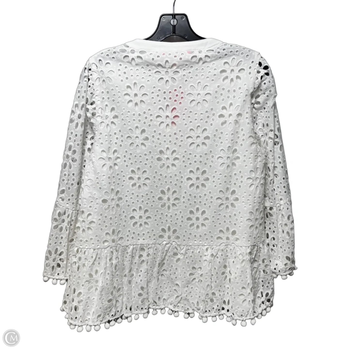 Bekah 3/4 Sleeve Eyelet Top Designer By Lilly Pulitzer In White, Size: M