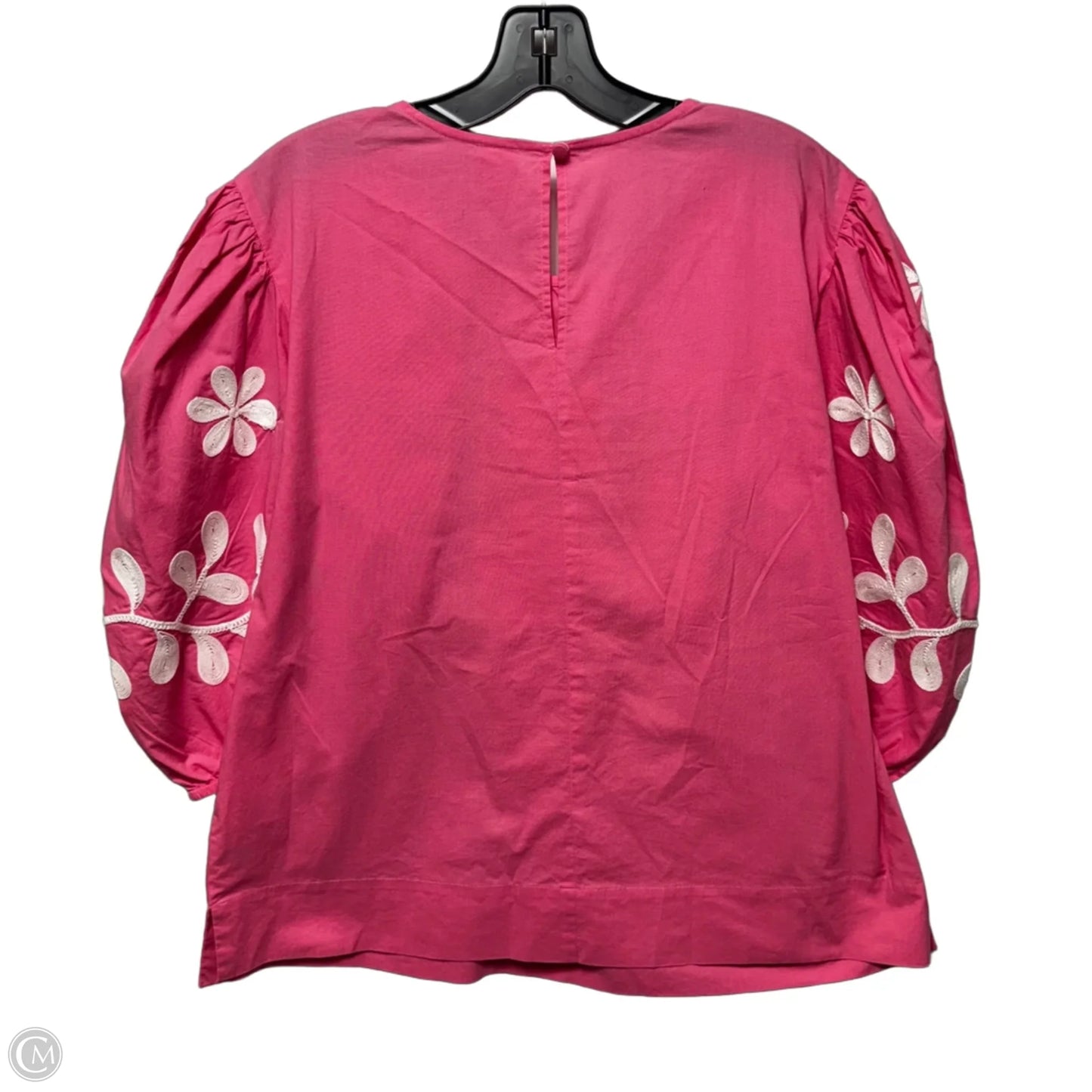 Embroidered Top 3/4 Sleeve By Ivy Jane In Pink & White, Size: M