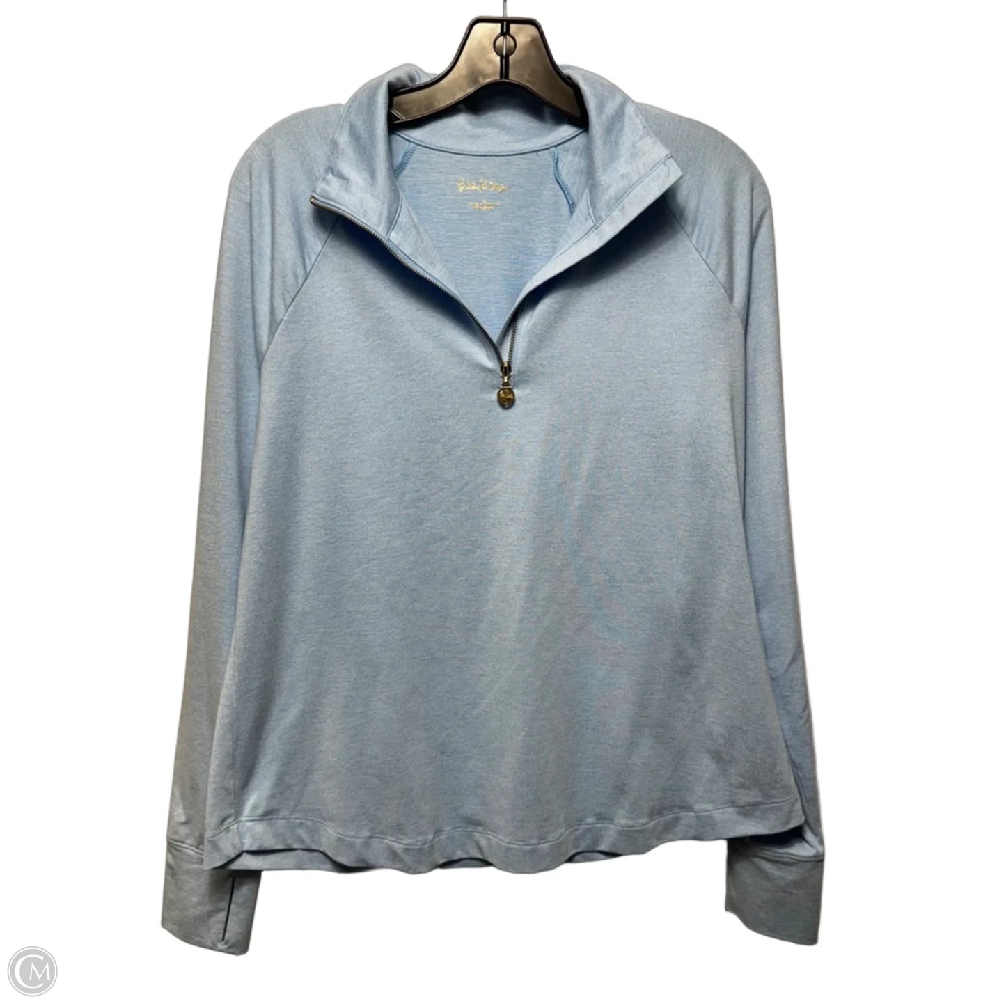 Athletic Zip Top Long Sleeve Designer By Lilly Pulitzer In Blue, Size: L