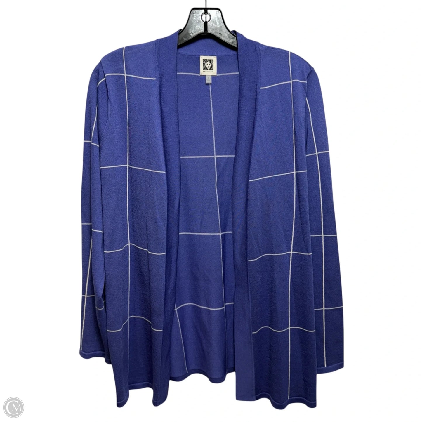 Open Front Sweater Cardigan By Anne Klein In Purple, Size: L