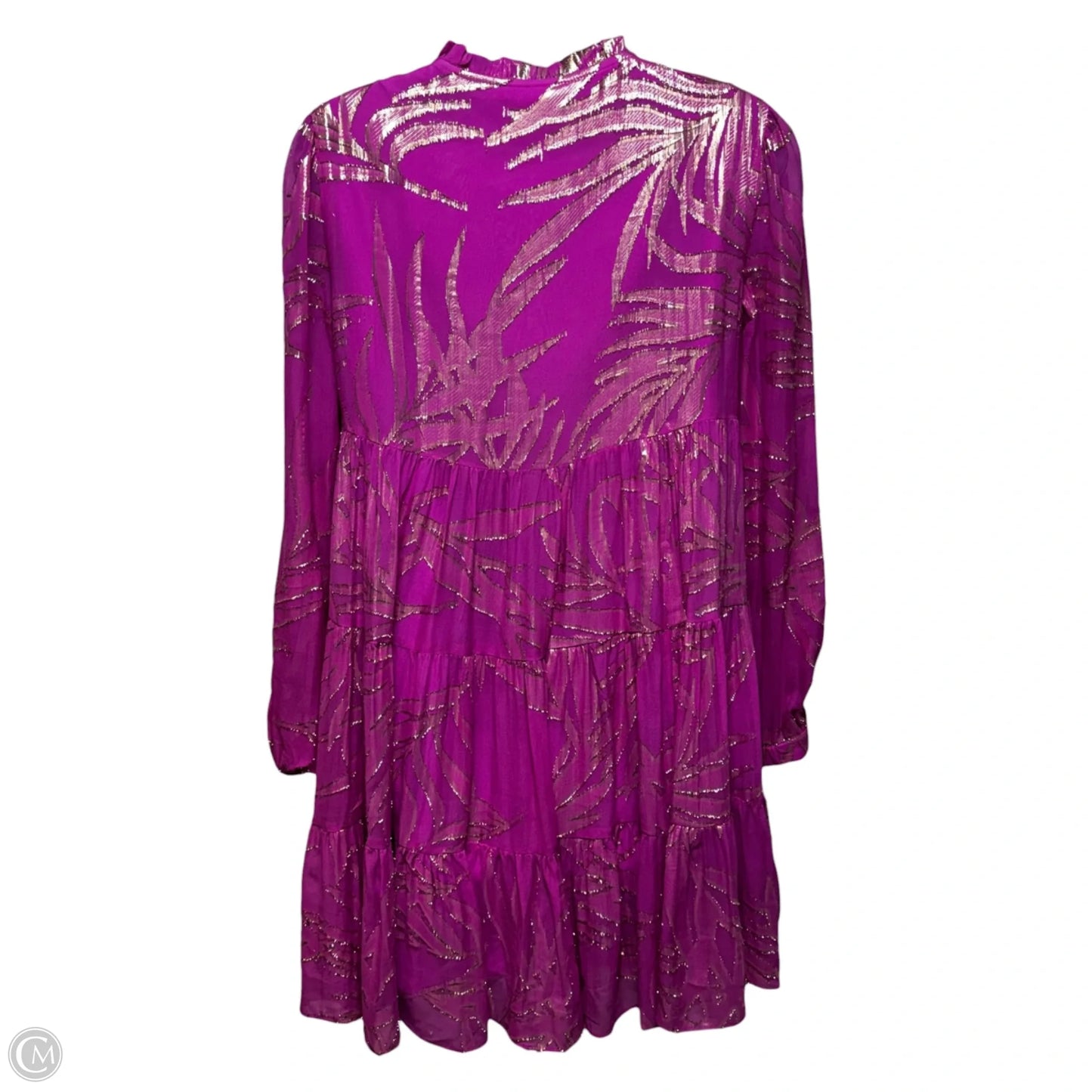 Sarita Silk Metallic Dress Designer By Lilly Pulitzer In Gold & Pink, Size: 0