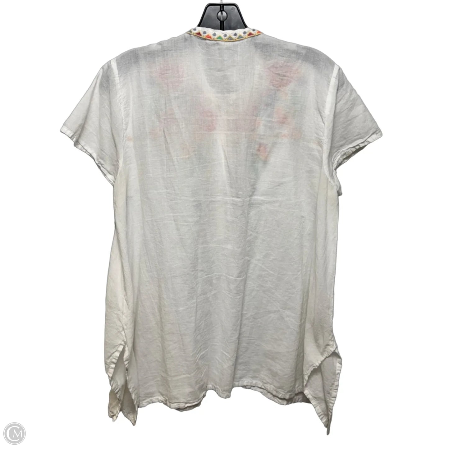 Embroidered Cotton Tunic Short Sleeve By Johnny Was In Floral Print, Size: S