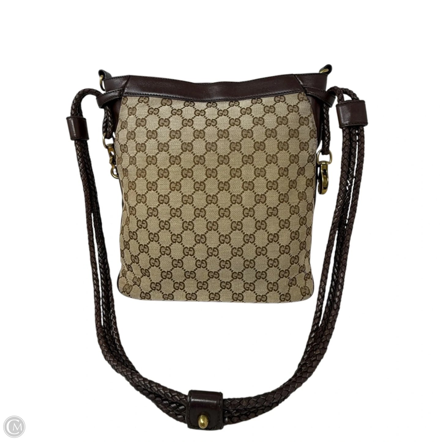 Vintage GG Monogram Canvas Braided Messenger Shoulder Bag  Luxury Designer By Gucci, Size: Medium
