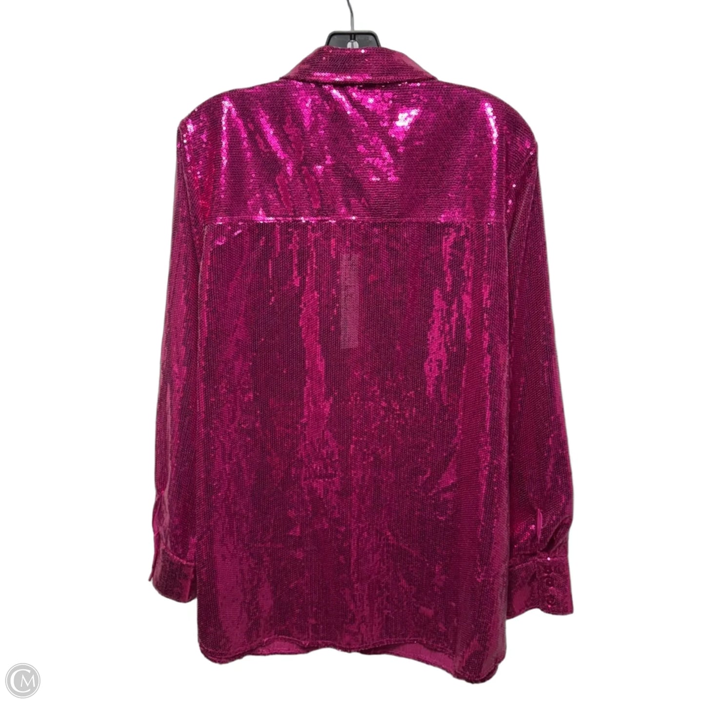 Sequin Top Long Sleeve By Nicole Miller In Pink, Size: Xl