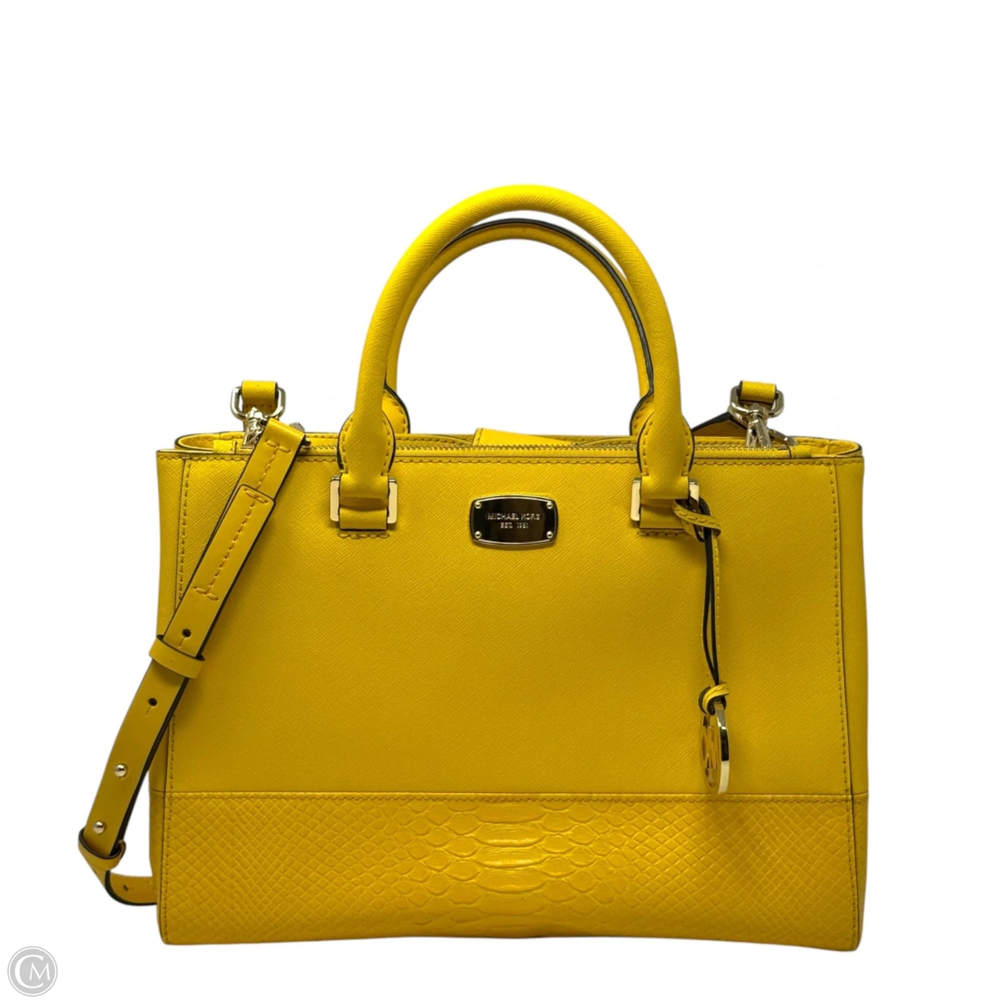 Saffiano & Embossed Leather Kellen Satchel By Michael By Michael Kors, Size: Medium