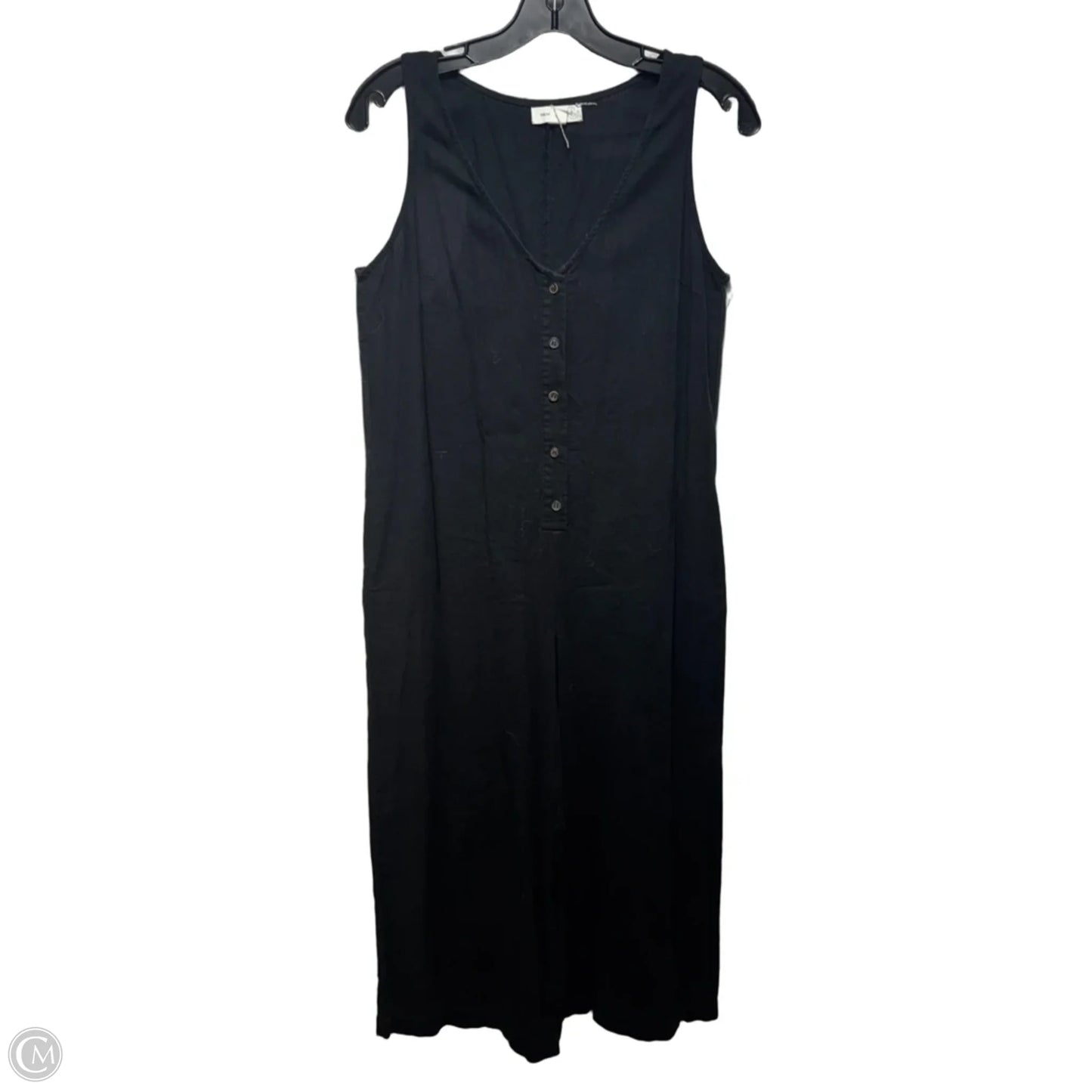 Linen Blend Wide Cropped Leg Jumpsuit By Treasure And Bond In Black, Size: S