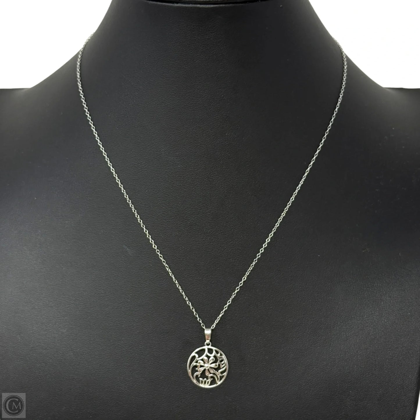 Sterling Silver Botanical Open Work Pendant Necklace