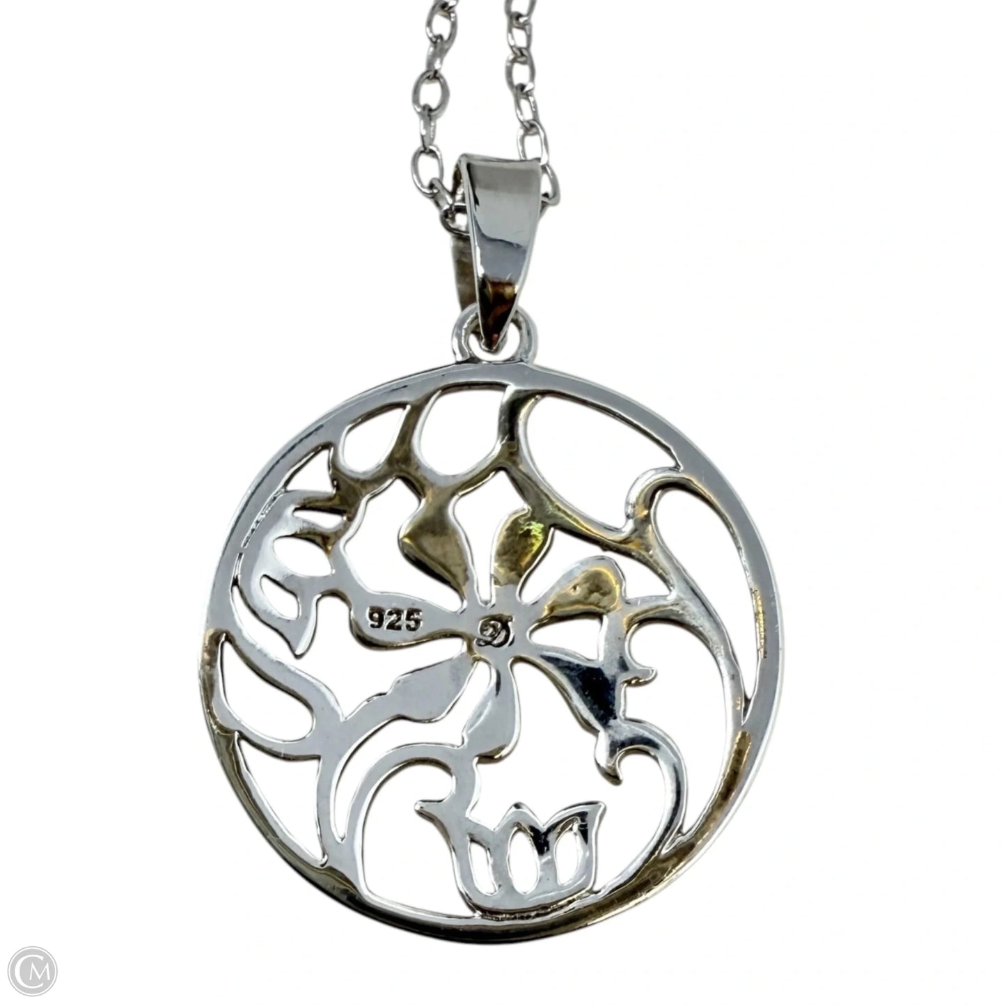 Sterling Silver Botanical Open Work Pendant Necklace