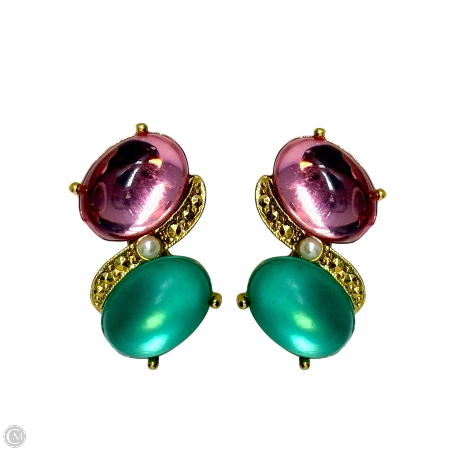 Iridescent Pink & Turquoise Drop Earrings By Two Sisters