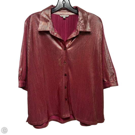 Magic Moments Metallic Top Short Sleeve By John Mark In Rose Gold, Size: Xlp