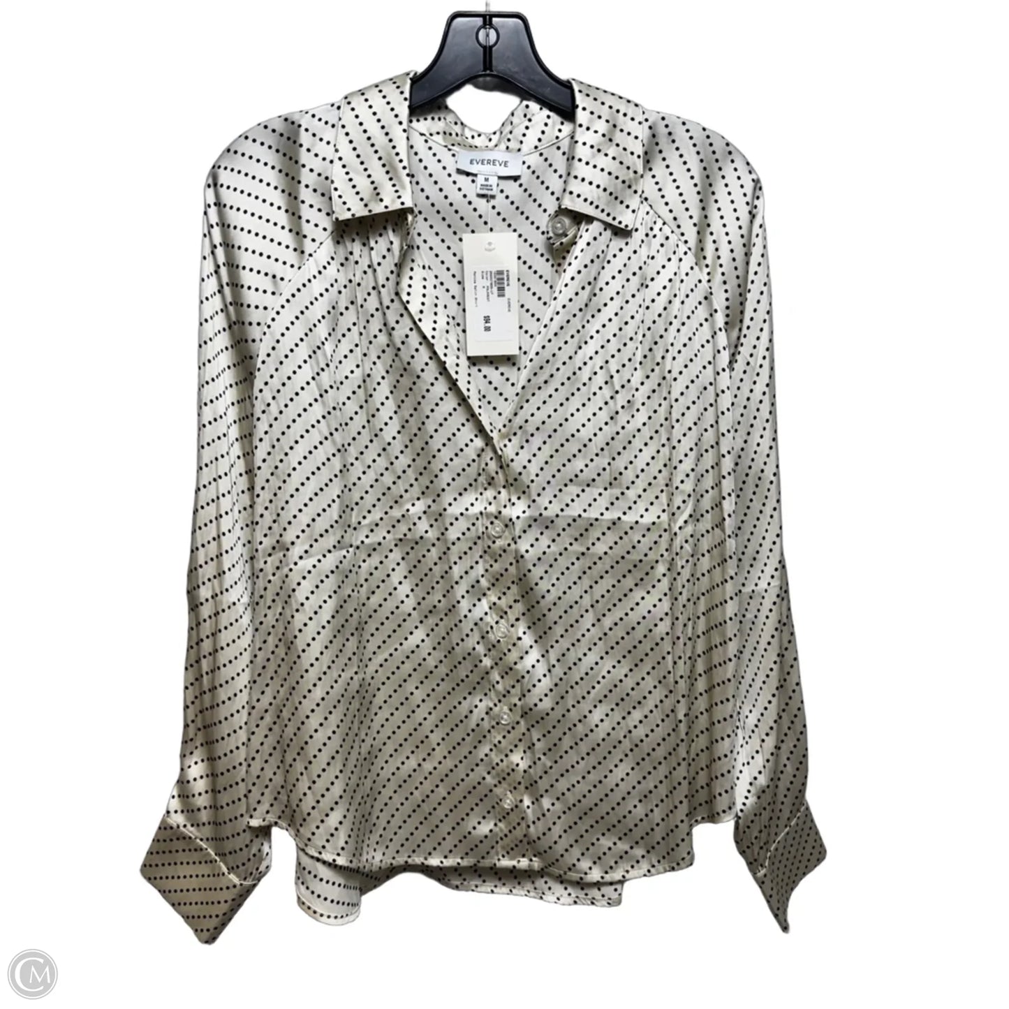 Monica Satin Top Long Sleeve By Evereve In Polkadot Pattern, Size: M