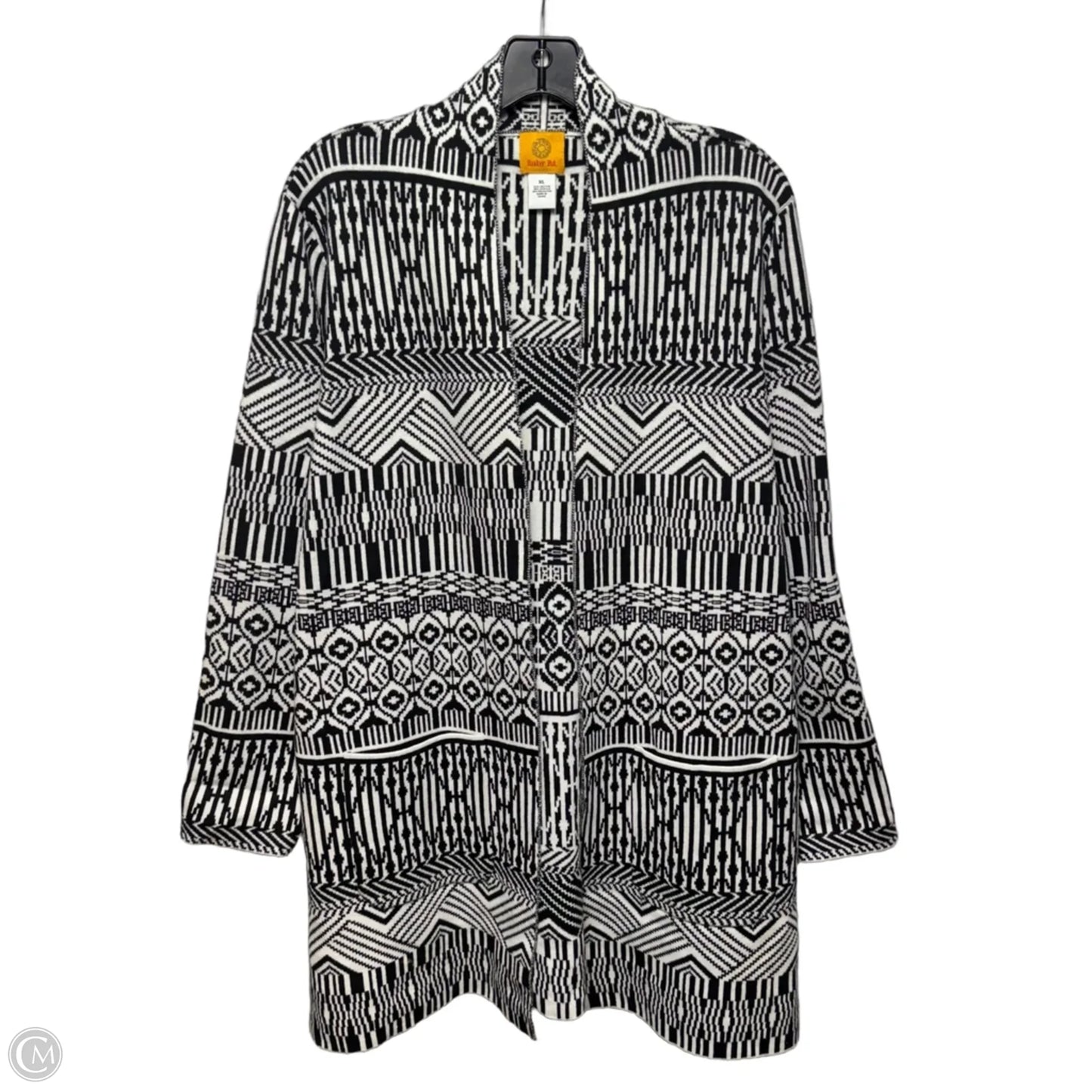 Sweater Cardigan By Ruby Rd In Black & White, Size: Xl