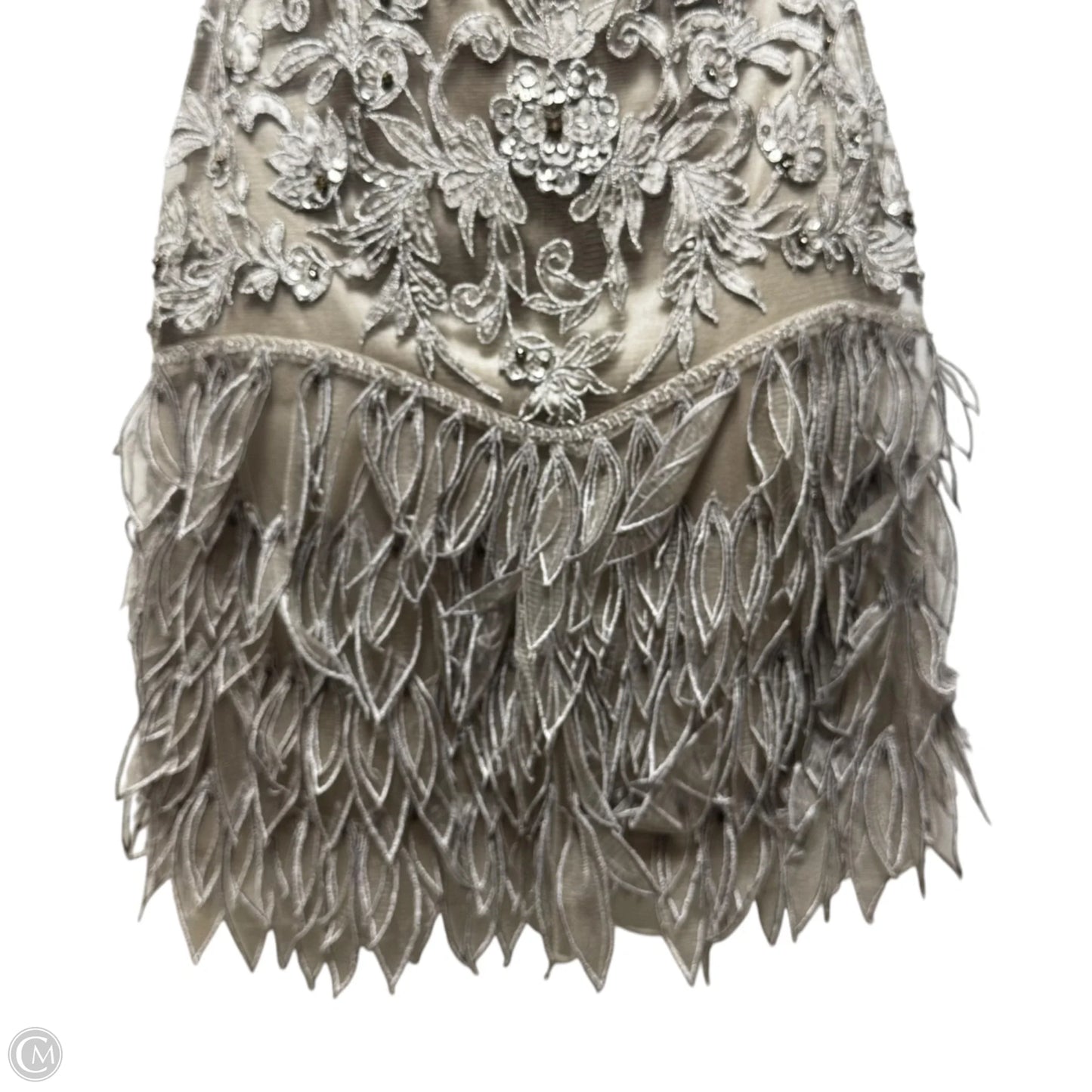 Strapless Embellished Cocktail Dress Party Short By Sue Wong Nocturne In Silver, Size: 4