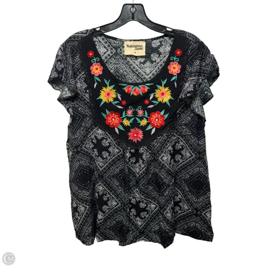 Top Short Sleeve By Savanna Jane In Floral Print, Size: 1x