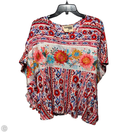 Aztec Flowers Top By Savanna Jane In Multi-colored, Size: M/L