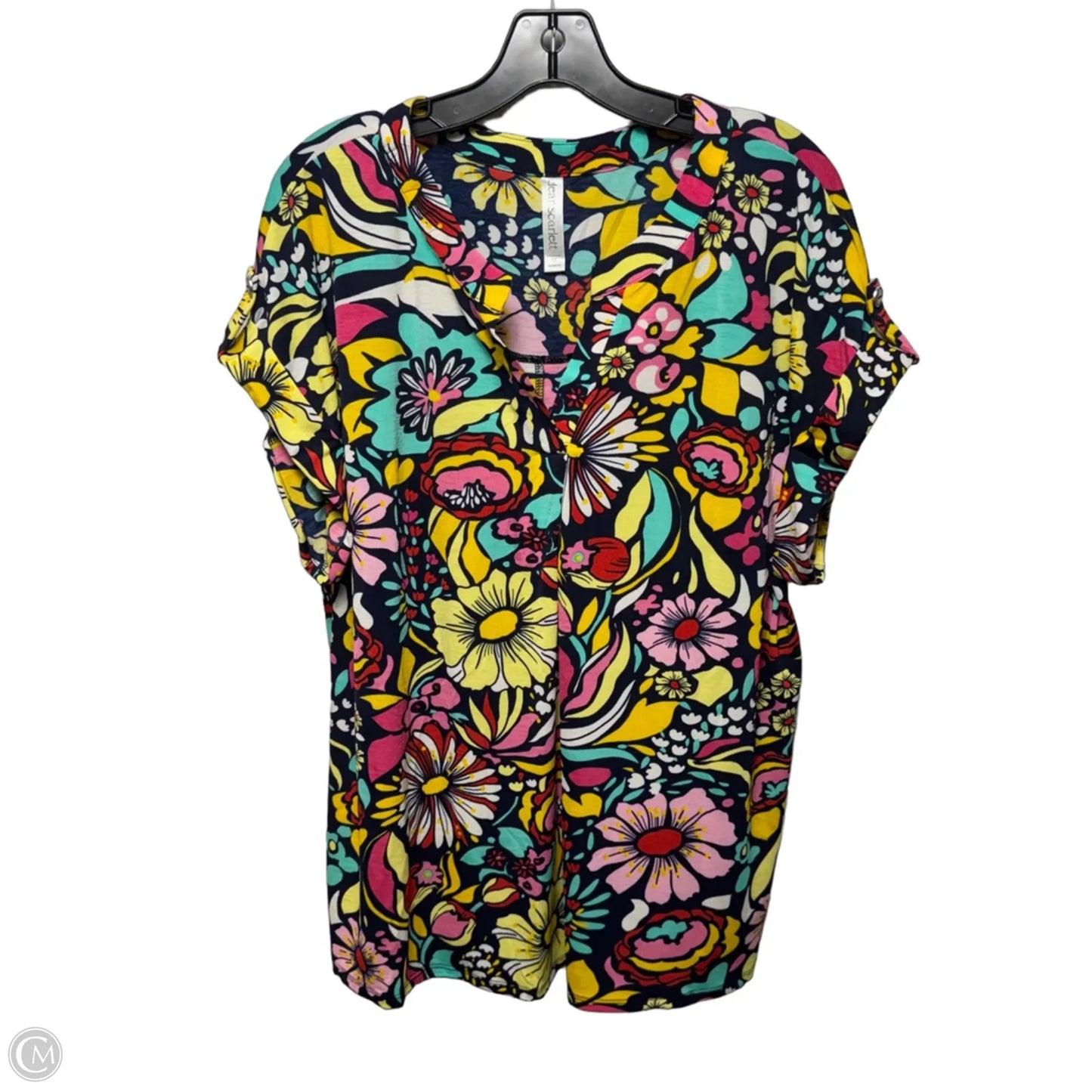 Top Short Sleeve By Dear Scarlett In Floral Print, Size: Xl