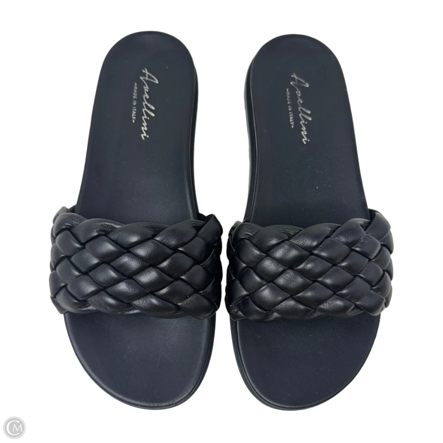 Braided Slide Sandals Flats By Avellini In Black, Size: 39