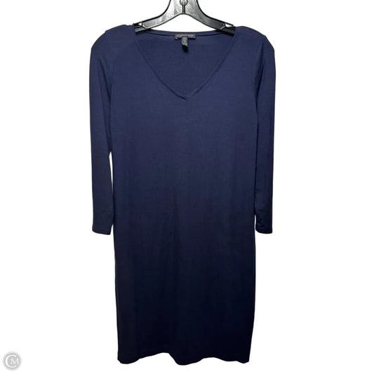 V Neck Dress Casual Short By Eileen Fisher In Navy, Size: Xs