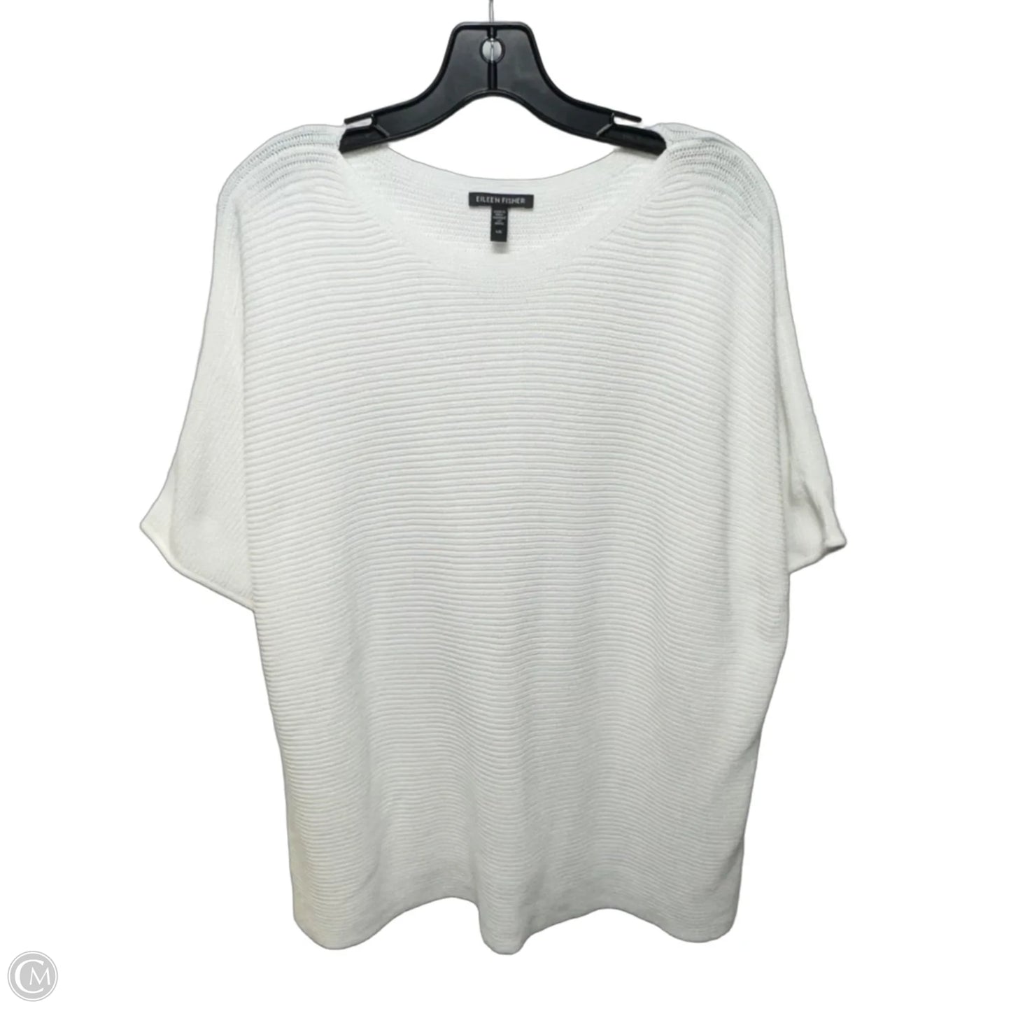 Organic Cotton Short Sleeve Sweater By Eileen Fisher In White, Size: L
