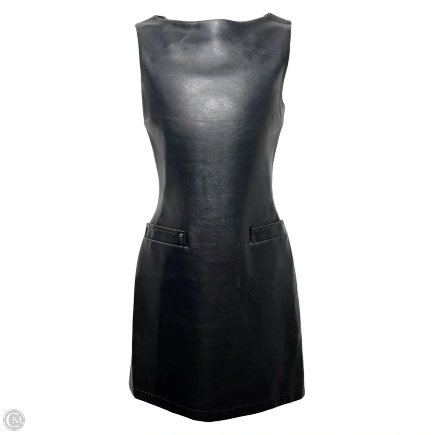 AS IS Faux Leather Sheath Dress Luxury Designer By Versace In Black, Size: 2 (38)