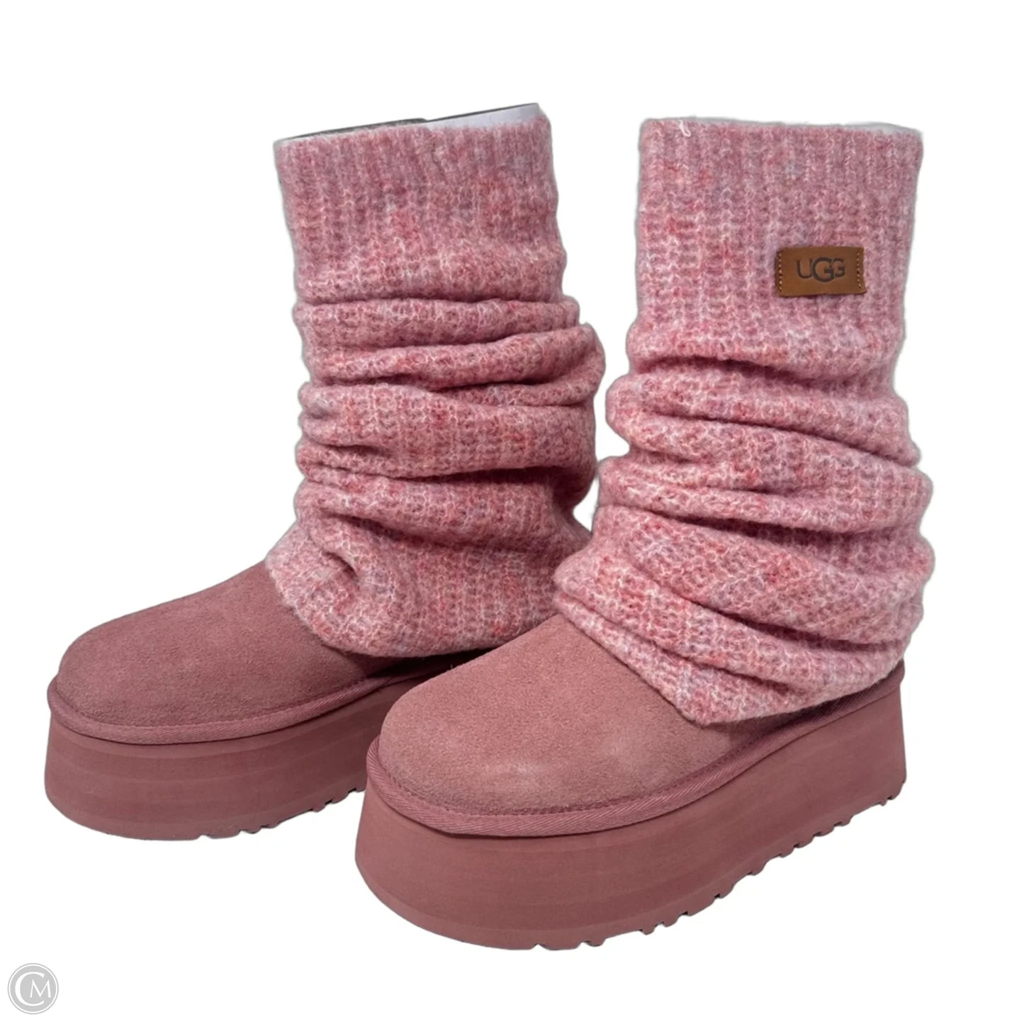 Mini Dipper Leg Warmer Boots Designer By Ugg In Pink, Size: 6